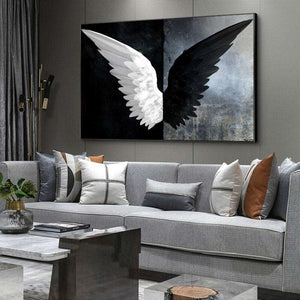 Black White Angel Wings