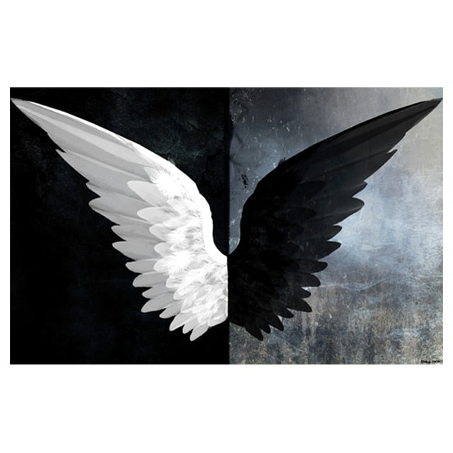 Black White Angel Wings