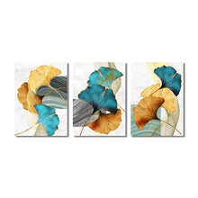 Load image into Gallery viewer, Golden Blue Leaf Abstract Art
