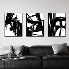 Load image into Gallery viewer, Black and White Abstract Paint Brush Art
