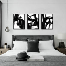 Load image into Gallery viewer, Black and White Abstract Paint Brush Art
