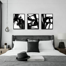 Charger l&#39;image dans la galerie, Black and White Abstract Paint Brush Art
