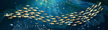 Load image into Gallery viewer, Modern Blue Sea Golden Fish Wall Art
