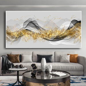 Nordic Abstract Golden Landscape Ribbon