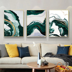 Modern Emerald River Abstract Wall Art