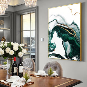 Modern Emerald River Abstract Wall Art