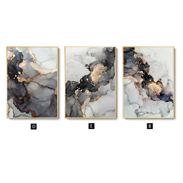 Gold Black Marble Abstract Art