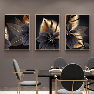 Modern Black & Gold Bloom