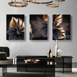 Modern Black & Gold Bloom