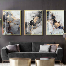 Load image into Gallery viewer, Gold Black Marble Abstract Art
