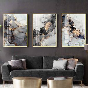 Gold Black Marble Abstract Art