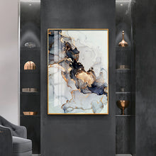 Load image into Gallery viewer, Gold Black Marble Abstract Art
