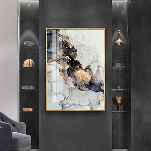 Gold Black Marble Abstract Art