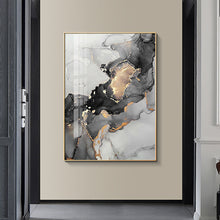 Load image into Gallery viewer, Gold Black Marble Abstract Art
