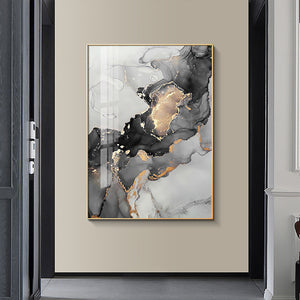 Gold Black Marble Abstract Art