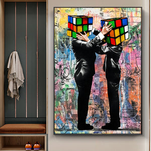 Rubik Head Art by Mr. Brainwash