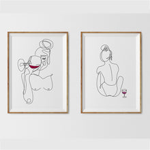 Load image into Gallery viewer, Woman Drinking Wine Abstract Lining
