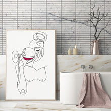 Load image into Gallery viewer, Woman Drinking Wine Abstract Lining
