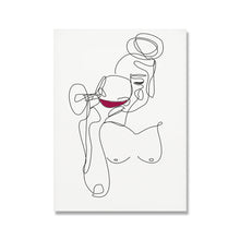 Charger l&#39;image dans la galerie, Woman Drinking Wine Abstract Lining
