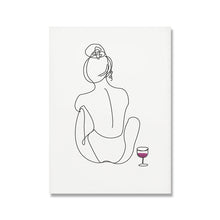 Load image into Gallery viewer, Woman Drinking Wine Abstract Lining
