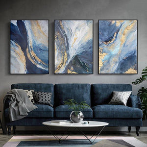 Modern Marbled Blue Yellow River