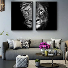 Load image into Gallery viewer, Black and White Lion And Lioness
