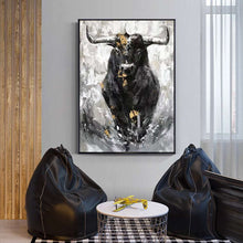 Load image into Gallery viewer, Black Bull Abstract Painting
