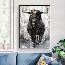 Load image into Gallery viewer, Black Bull Abstract Painting
