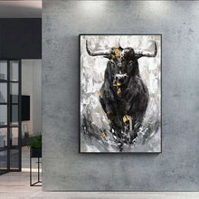 Load image into Gallery viewer, Black Bull Abstract Painting
