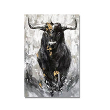 Load image into Gallery viewer, Black Bull Abstract Painting
