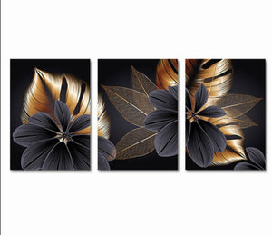 Modern Black & Gold Bloom