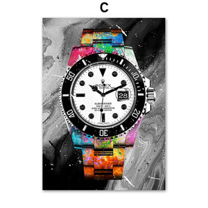 Modern Luxury Watch Graffiti Art