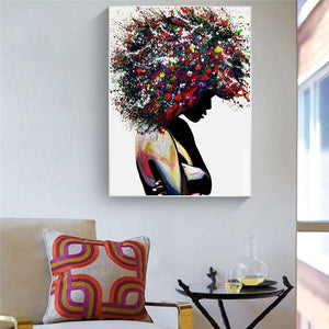 Abstract Colorful African Woman - White Edition