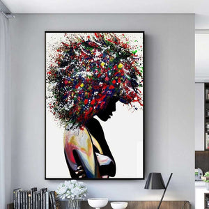 Abstract Colorful African Woman - White Edition