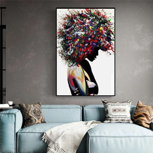 Abstract Colorful African Woman - White Edition