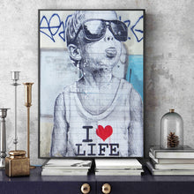 Load image into Gallery viewer, I Love Life Boy Banksy Art
