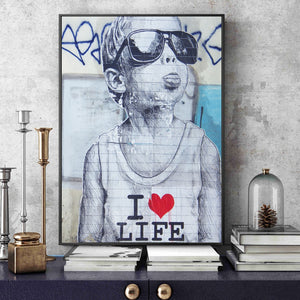 I Love Life Boy Banksy Art