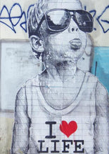 Load image into Gallery viewer, I Love Life Boy Banksy Art
